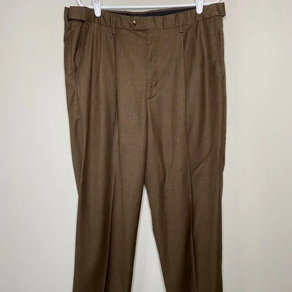 Roundtree & Yorke | Pants | Roundtree Yorke Pleated Dress Pants Mens 36 X 3  Easy Care Brown Office | Poshmark